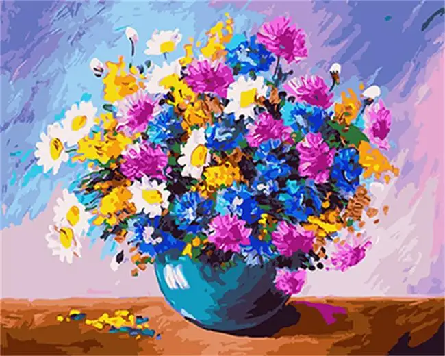 

DRAWJOY Framed DIY Painting By Numbers Flower Coloring By Numbers On Canvas Oil Painting Home Decor For Living Room Wall Art