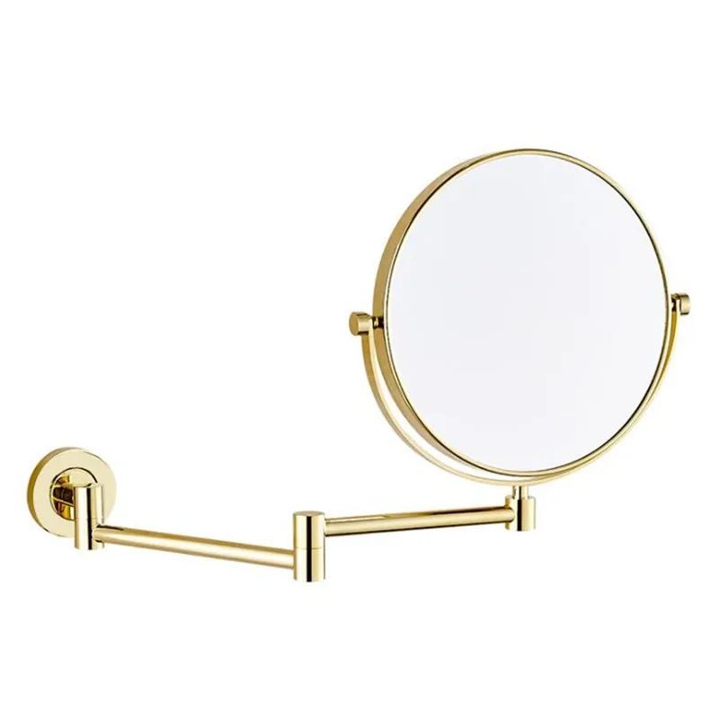 Зеркало для макияжа, латунные хромированные зеркала для ванной комнаты, 3 x увеличительное зеркало, складное бритье, 8 дюймов, настенные 360 вращающиеся круглые зеркала