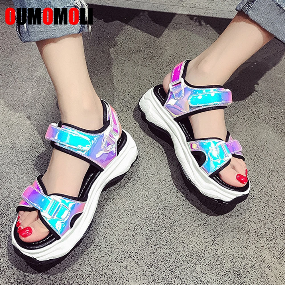 Sandalias de moda para mujer 2019 transpirables cómodos zapatos para caminar de las de verano plataforma plata azul púrpura de mujer| - AliExpress