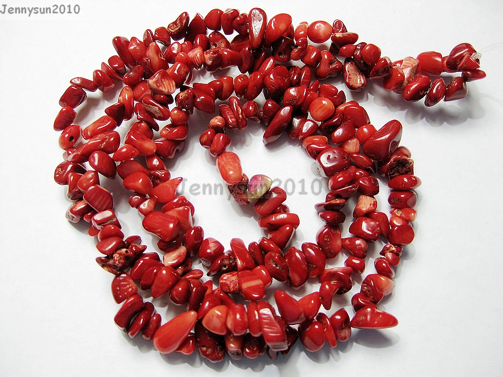 

Natural Red Coral Gems stone 5-8mm Freeformed Chip Beads 35'' for Jewelry Making Crafts 5 Strands/Pack