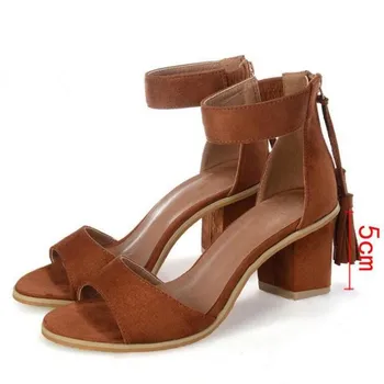 

Matte cowhide summer shoes women sandals 2020 fringed open toe genuine leather shoes women shoes sandals high heels 5 cm 7 cm