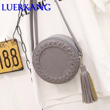 Free shipping cycle PU leather women messenger bags with quality leather femal messenger bag by tassel Decoration handbag