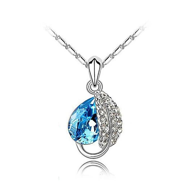 

N582 Leaf Drop Pendant Necklaces Crystal Fashion Jewelry Chain Collares Necklace For Women HOT Sale