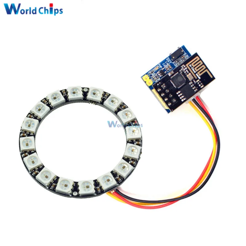 

ESP8266 ESP01 ESP-01 RGB LED Controller Adpater WIFI Module DIY for Arduino IDE WS2812 WS2812B 5050 16 Bits Light Ring Christmas