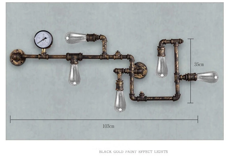 Новая мода Wroguht железные водопроводные трубы настенный светильник винтажный проходной светильник s Лофт железные настенные лампы Эдисона лампа накаливания кофе лампа