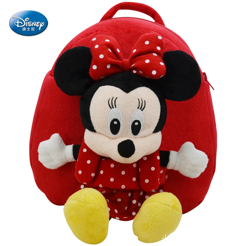 Disney Mickey Minnie Mouse Kids Plush Backpack Mini School Bag Children Girl Boys Gifts Disney Toys Pooh Stitch Plush Bags - Цвет: minnie