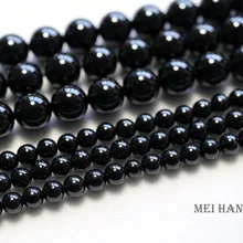 Meihan(2 нити/набор) натуральный 4 мм черный Шпинель Гладкий Круглый свободный Бисер для изготовления ювелирных изделий дизайн или подарок
