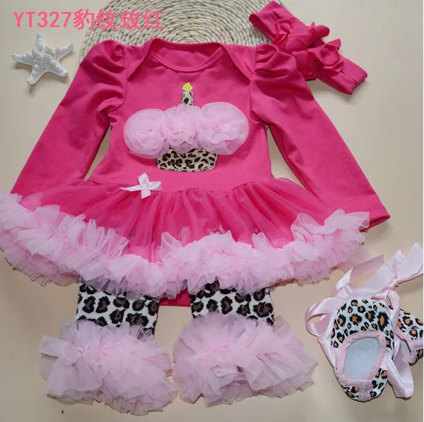 Newborn Girl Birthday Clothes Cute Cake Kids Rompers Tutu Dress Toddler