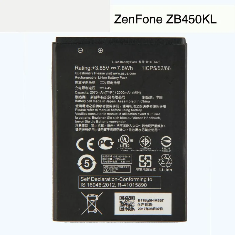 

Original High Capacity B11P1428 Battery For ASUS ZenFone ZenFone Go X009DB ZB452KG ZB450KL ZE500KG 5" 4.5 2000mAh 2018 new