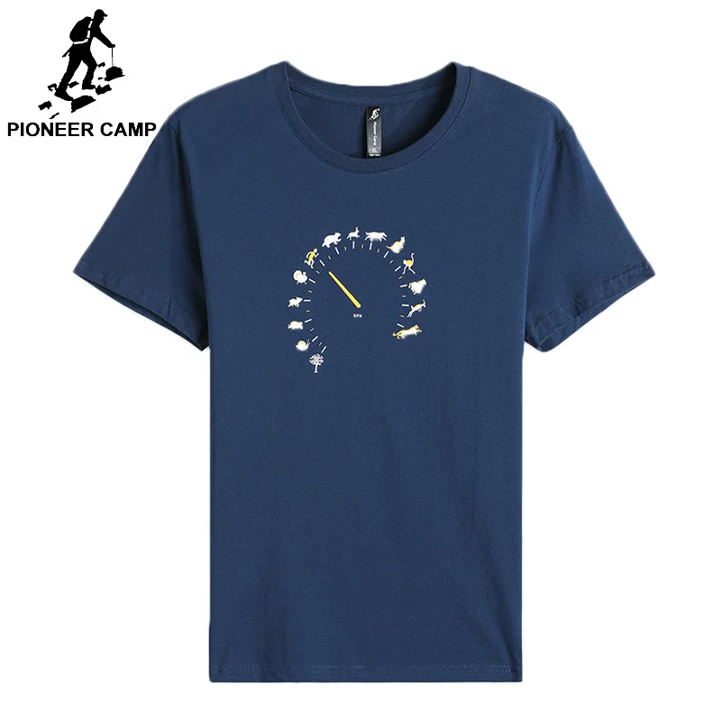 Мужская футболка с коротким рукавом Pioneer camp из 100% хлопка модным принтом часов
