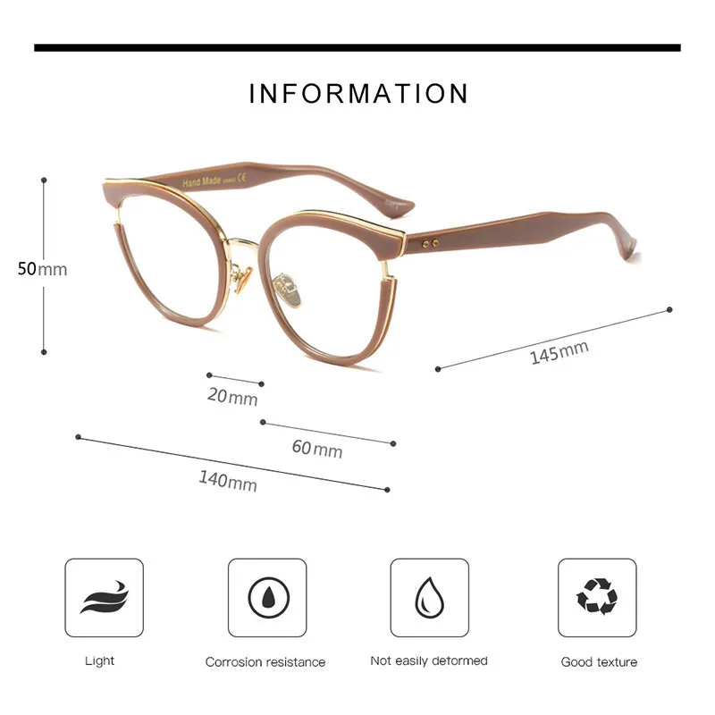 Eyeglasses Frames Eyewear Frames Women Glasses Fashion Eyeglasses Woman Semi-Transparent Optical Eyeglasses Fashion Frame Spectacles for Women Prescription Eyewear Glasses Frame