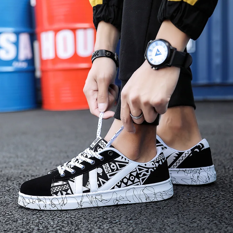Koovan Men's Canvas Seakers 2019 New Classic Large Size Shoes Male Youth Autumn Graffiti Men's Shoes Casual College Wind Boys Koovan Men's Canvas Seakers 2019 New Classic Large Size Shoes Male Youth Autumn Graffiti Men's Shoes Casual College Wind Boys