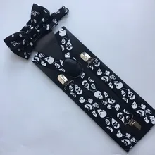Модные поставки для мужчин бабочкой версия череп печати взрослых бретели для нижнего белья три клип ремень подтяжки с зажимами
