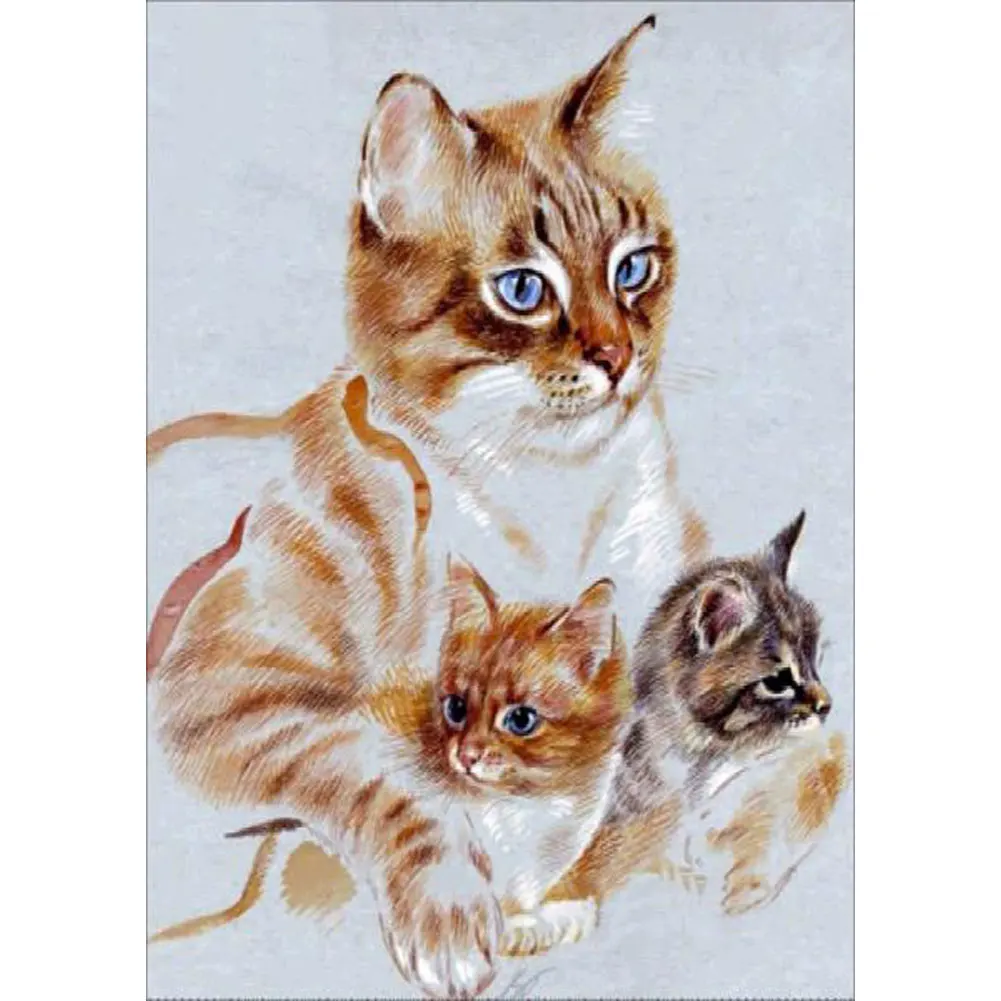 Картинка для детей кошка с котятами