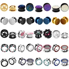 Ушной расширитель для пирсинга уха 1 пара акриловых туннели для ушей смешанные стили винт расширители ушей пирсинг ювелирные изделия