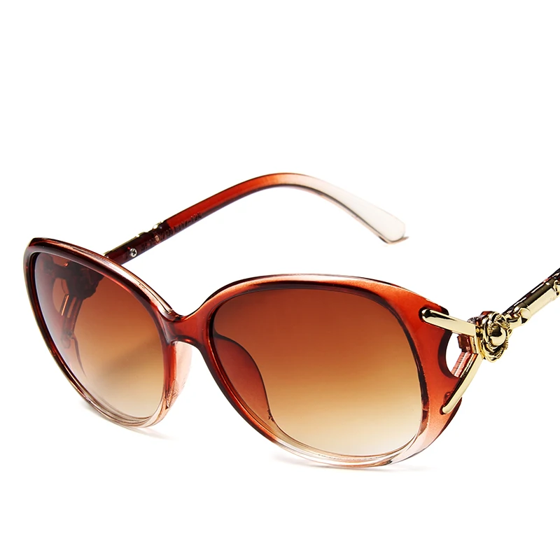 Овальный женские солнцезащитные очкив ретро стиле UV400 большие круглые градиентные солнцезащитные очки Роскошные Брендовая Дизайнерская обувь Винтаж Lunette De Soleil Femme - Цвет линз: Gradual Tea