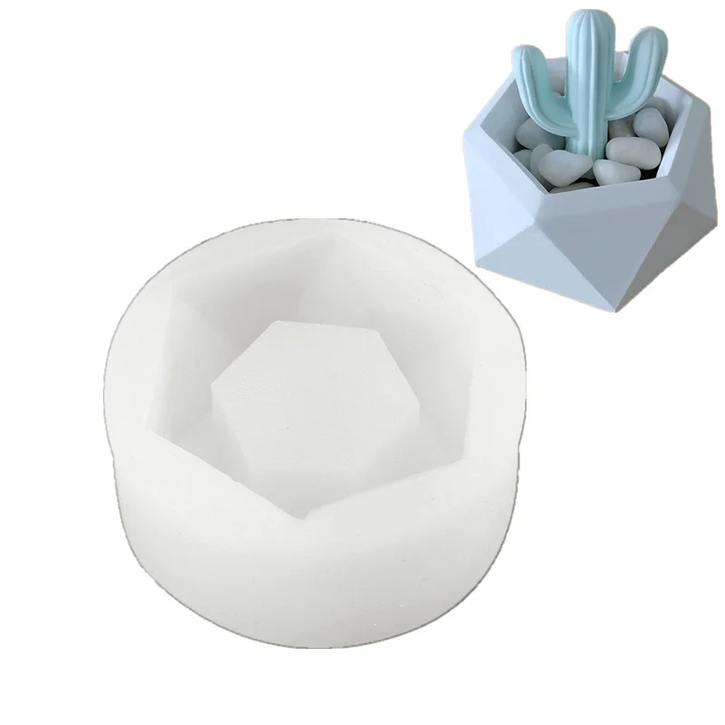 3D Hexagon Flower Pot Mould Silicone Molds DIY Garden Planter Concrete Vase Soap Mould 9*8.6*3.8cm