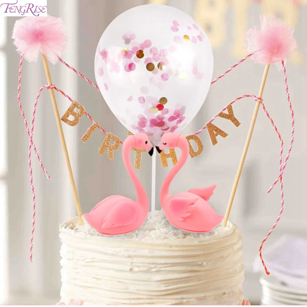 FENGRISE Фламинго торт Топпер Happy украшение для именинного торта украшения капкейков