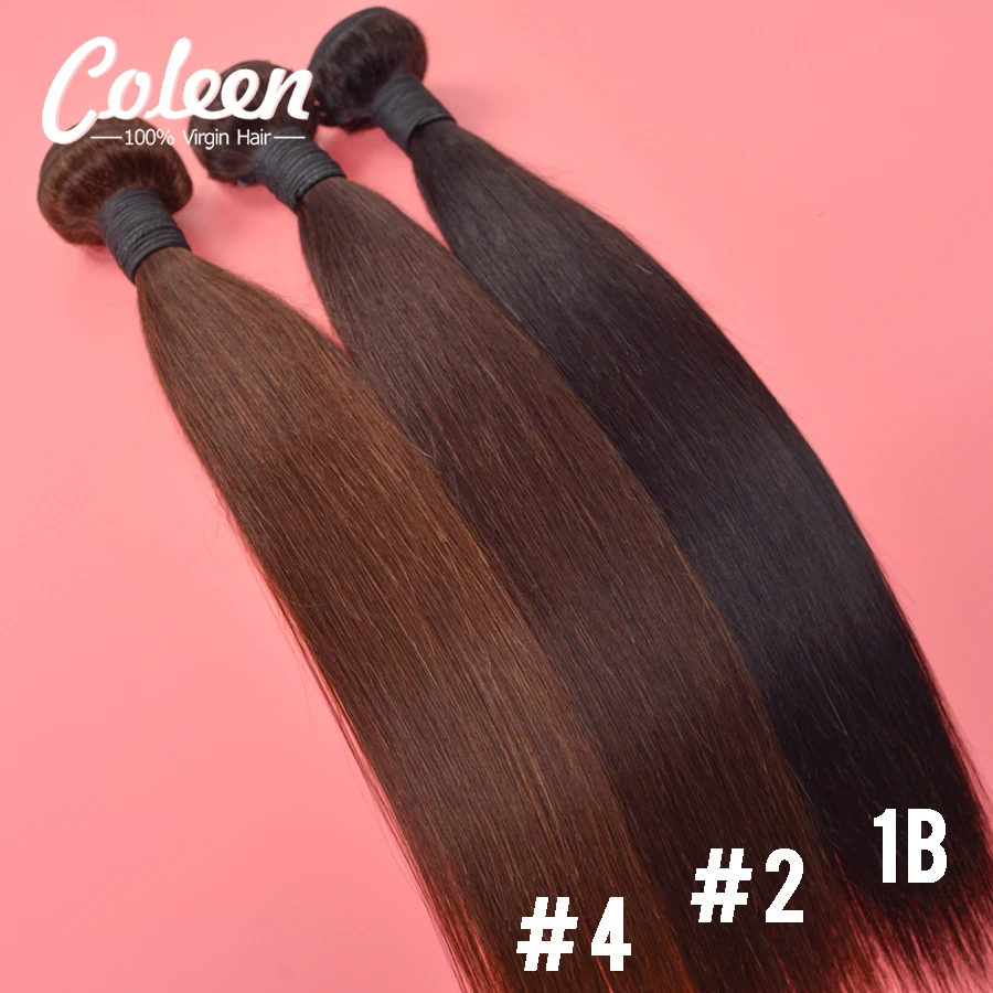 7A Brazilian Virgin Hair Straight 3 Bundles Dark And Light Brown Brazilian Straight Hair Coleen Hair Products Human Hair Bundles
