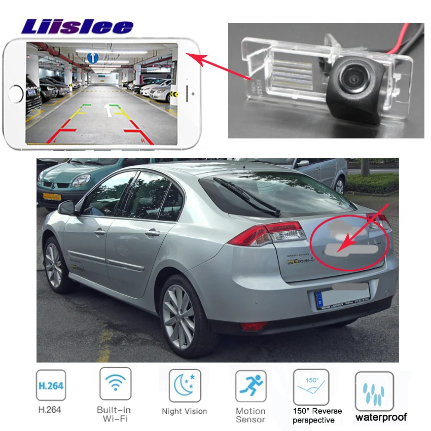 C-1132 2 LiisLee wireless Rearview Camera For Renault Laguna III Laguna 2 Laguna 3 2007~2015 car license plat Camera