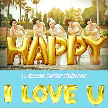

Hot Sale 75CM(32") Foil Letter Ballons Gold Silver A-Z Alphabet Balloon For Christmas Wedding Decor Supplies