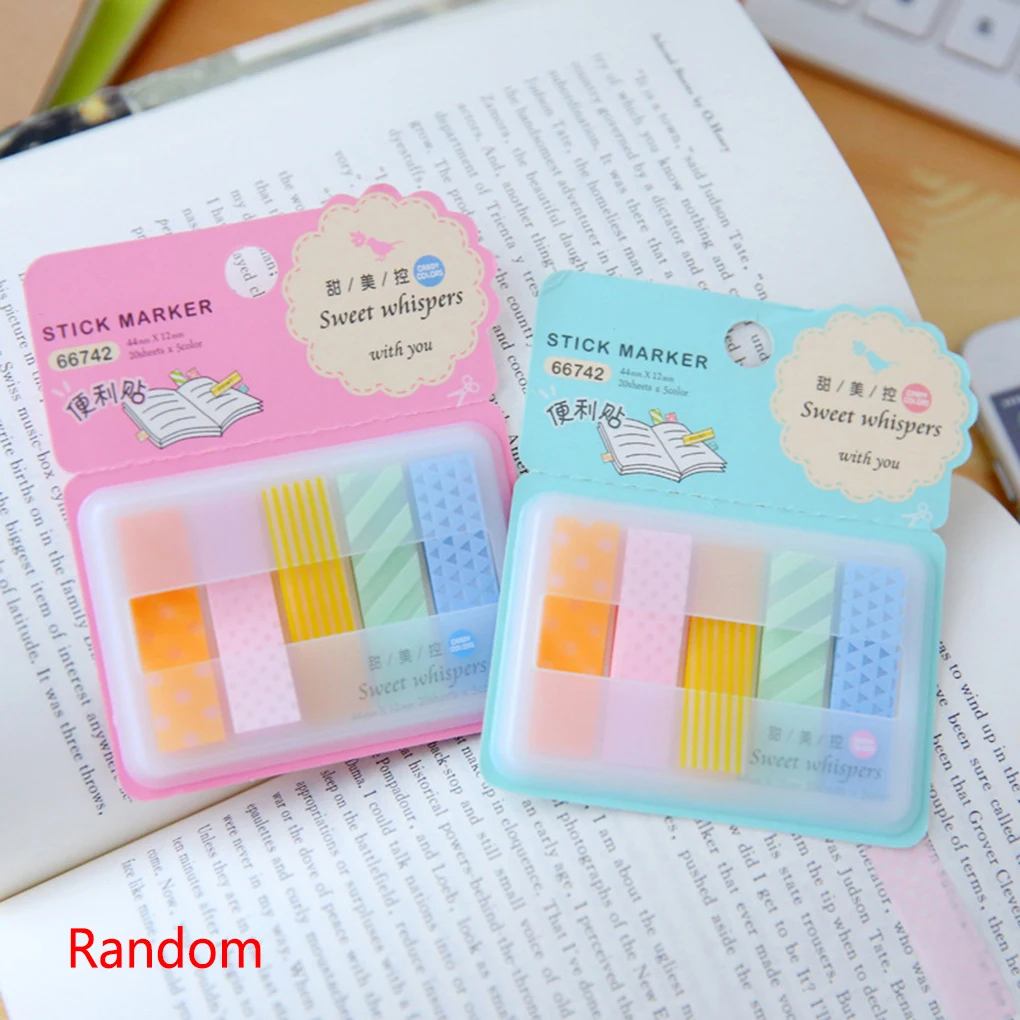

Sweet Memo Pads PET Memo Adhesive Colorful Index Tabs Tags Indicate Stickers Stationery Random