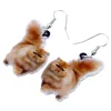 Bonsny Acrylic Fluffy Fatty Cat Kitten Earrings Big Long Dangle Drop Lovely Animal Jewelry For Women Girl Ladies Kids Gifts Bulk ► Photo 3/5