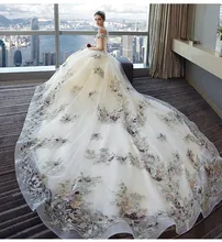 Custom Made Robe De Mariee Luxury Lace Wedding Dress With Flowers Lace Up Off the shoulder Princess Bridal Dress 2019 Custom off the shoulder lace up dress