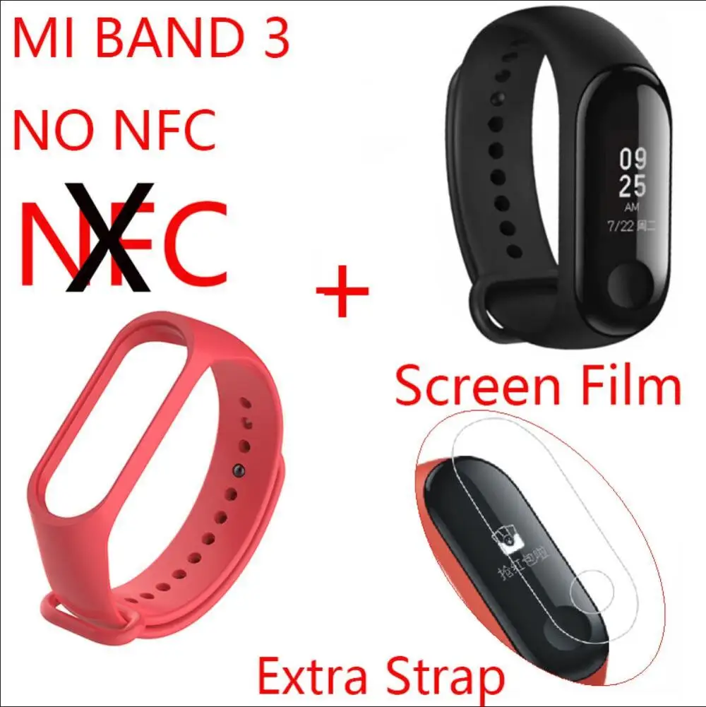 Руссина английское меню Xiaomi mi Band 3 mi Fit 3 фитнес-браслет трекер NFC 5ATM сенсорный экран для сердечного ритма монитор смарт-браслет - Цвет: band 3 NO NFC