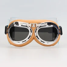 New HOt Retro Aviator Pilot Bikes Cruiser Motorcycle Cycling Goggles Silver Yellow Frame Gray Lens