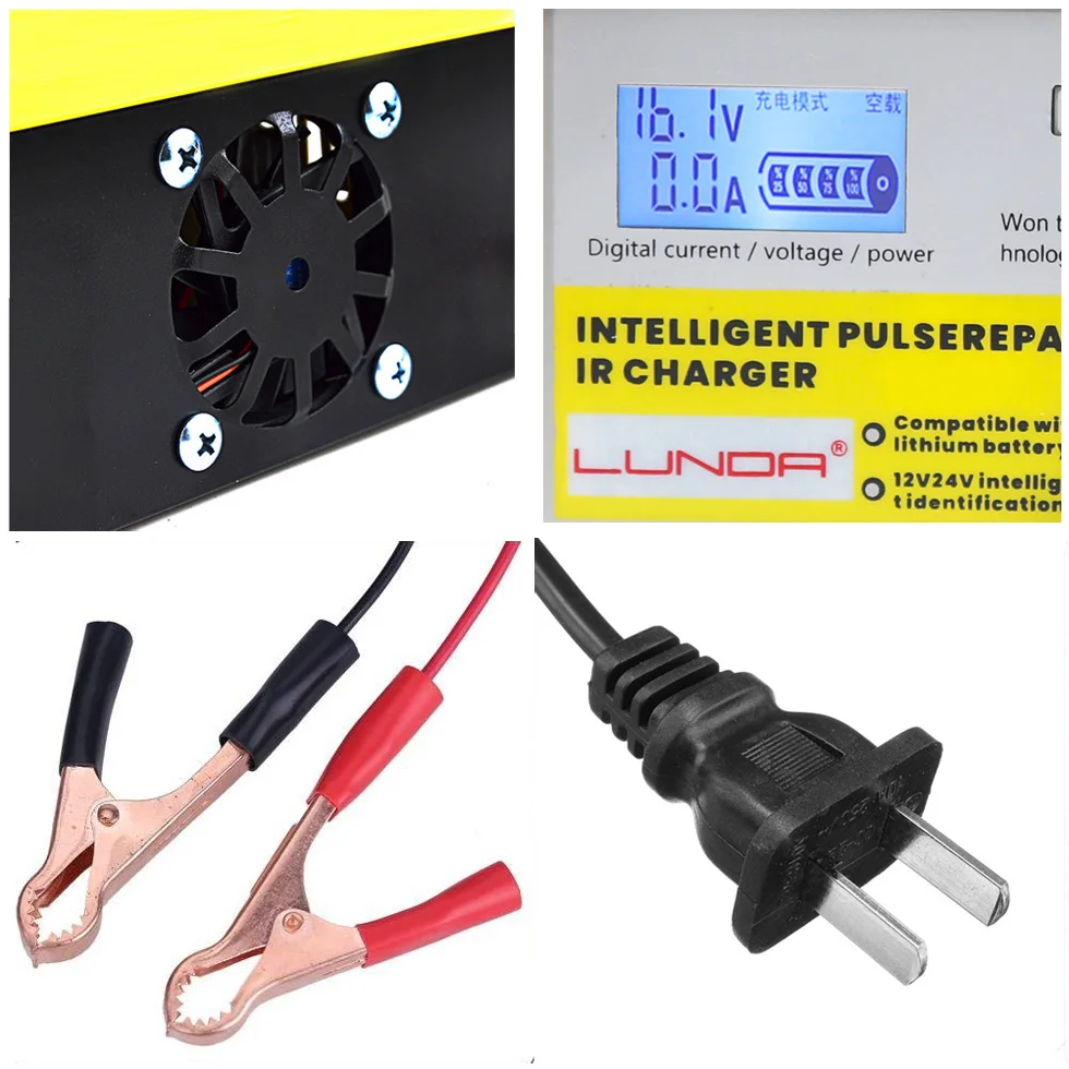 Cargador 240W 12V 24V 6-400AH 20A Cargador de bater/ía para autom/óvil completamente autom/ático Motocicleta Bater/ías autom/áticas Fuente de alimentaci/ón Accesorios para autom/óvil,Us