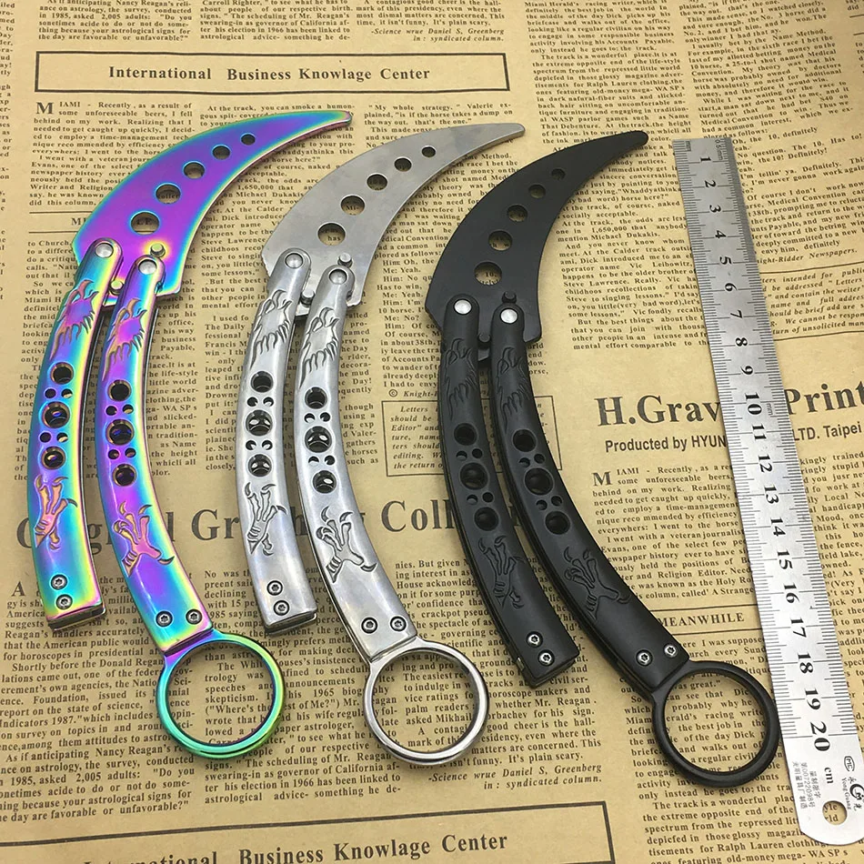 

CS GO 440C Stainless Steel knife butterfly Practice Butterfly Training Knife fade butterfly knife Mirror surface