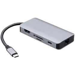 7 In1 Hi-Скорость USB Hub разветвитель центр адаптер Тип-C на USB HDMI 3,0 TF/SD Card Reader Gigabit Ethernet Rj45 Lan Thunderbolt P15