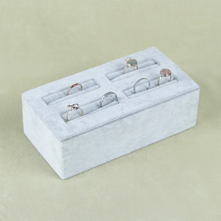 18*9 Cinza Mostrar Bandeja de Veludo Anel Para Anel Pulseira Set Titular Show Case Com 4 Linhas Atacado Nova chegada