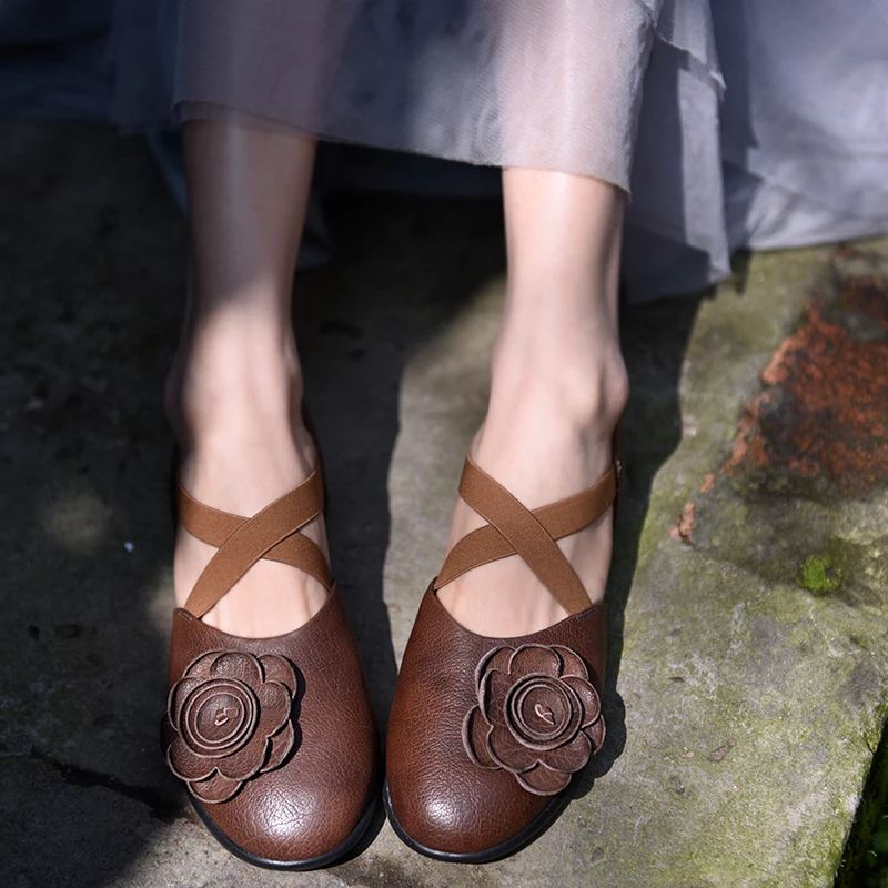 

Artmu Original Retro Handmade Women Sandals Genuine Leather Flat Sole Spring 2019 New Soft Sole Flower Shoes 358-6