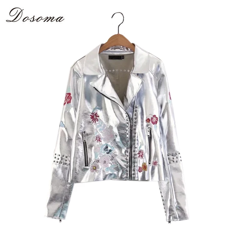 Queechalle 2018 Autumn Women's Jacket Loose PU Leather