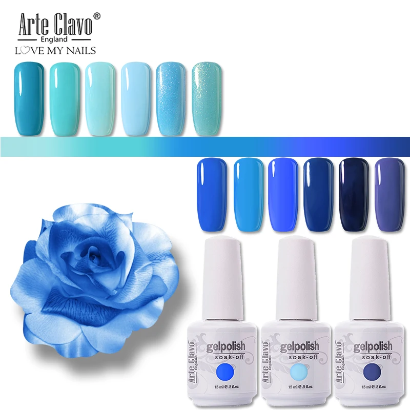 Arte Clavo Nail Gel Varnish UV Led Lamp Blue Color 15 ml Soak Off Nail Art Lacquer Gel For Nail For