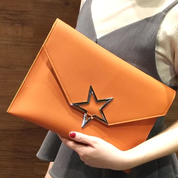 

Designer Women Day Clutches Bag Star Design Envelope Ladies Evening Party Bag Soft Leather Handbags