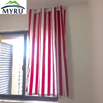 

Simple and Modern classic red and white stripes cotton canvas cloth curtains semi shade cloth curtain for bedroom living room