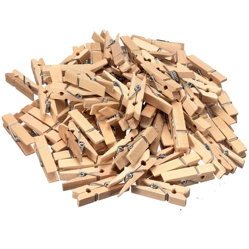 

100pcs Mini Wooden Clips Natural Paper Photo Clips Bookmark Clothes Pegs Pins Sale XHC88
