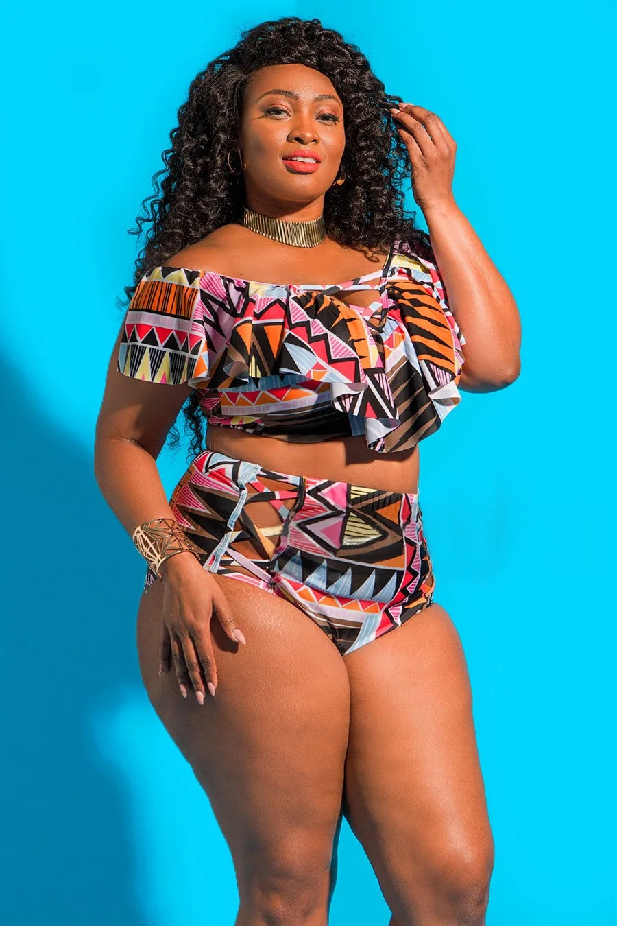 

Plus Size Swimwear High Waist Swimsuit Large Size 5XL Bikinis Set Print Women Swimsuit Push Up Bathing Suit Female 4XL
