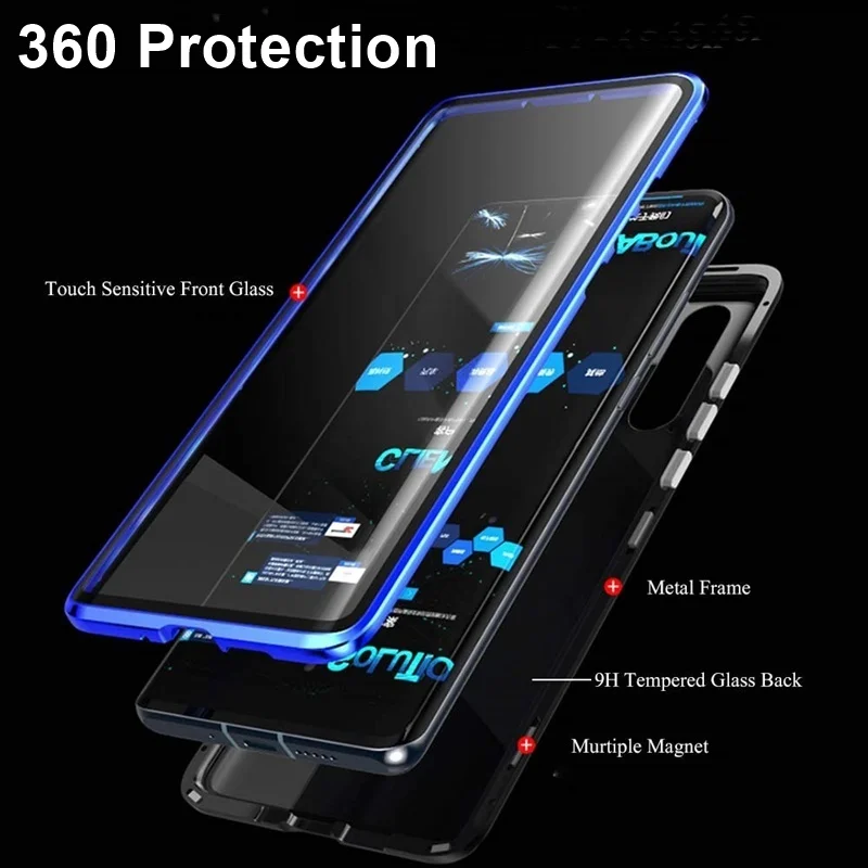 Magnetic Tempered Glass Case For Huawei P30 Pro 360 Protective Cases Double Side Metal Cover For P20 Pro Lite Mate 20 Pro Casa Magnetic Tempered Glass Case For Huawei P30 Pro 360 Protective Cases Double Side Metal Cover For P20 Pro Lite Mate 20 Pro Casa