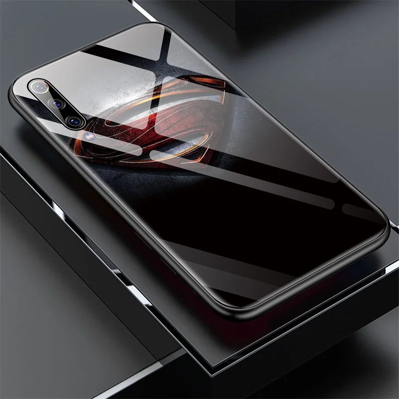 Чехол для телефона Marvel Железный человек Бэтмен стекло для Xiaomi mi 8 9 SE Lite F1 9T красный mi Note 5 6 7 8 Pro Plus чехол Капитан Америка - Цвет: Superman