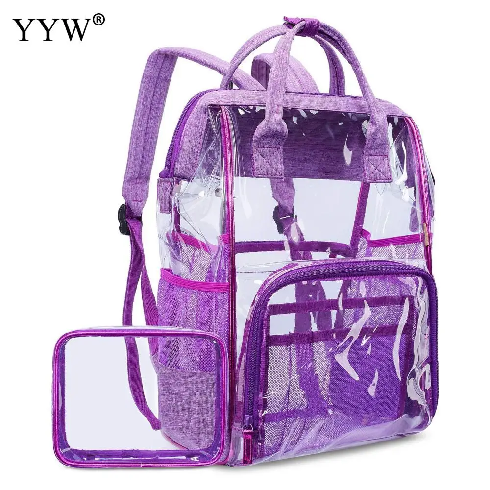 

Pvc Schoolbag Large Capacity Transparent Fashion Women Backpack Clear Jelly Versatile Student Bags Quality Leather Backpack 2019