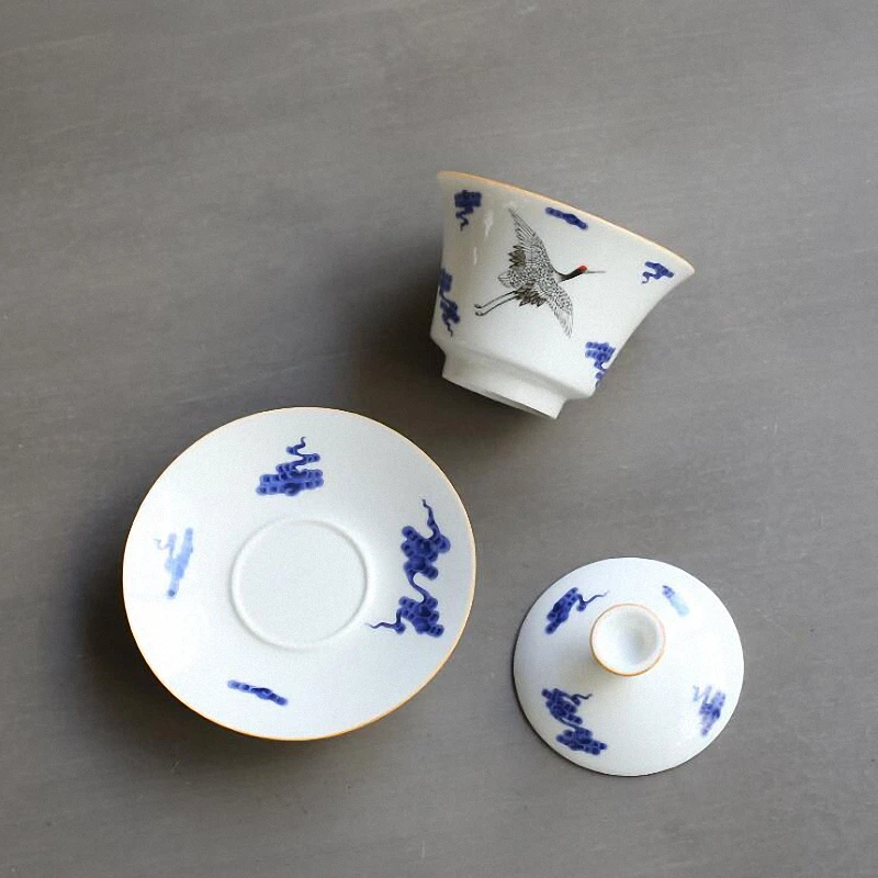 PINNY 110 мл синий и белый фарфор Gaiwan керамический чай Tureen горшок с подшипником