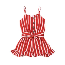 2019 New Toddler Kid Baby Girl Clothes Sleeveless Striped Jumpsuit Ruffle Strap Playsuit Summer Holiday Chiffon Outfit 3-8Y 2019 New Toddler Kid Baby Girl Clothes Sleeveless Striped Jumpsuit Ruffle Strap Playsuit Summer Holiday Chiffon Outfit 3-8Y