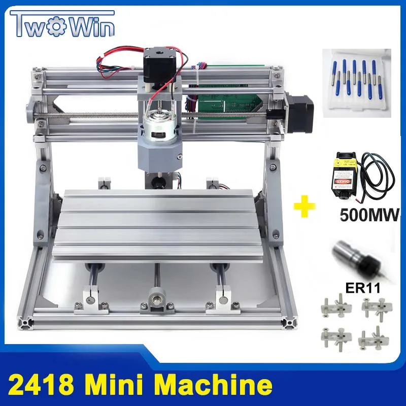 500mw laser CNC 2418 DIY станок с ЧПУ с GRBL управлением, рабочая зона 24x18x4,5 см, 3 оси Pcb ПВХ фрезерный станок по дереву, станок по дереву - Цвет: 500mw laser