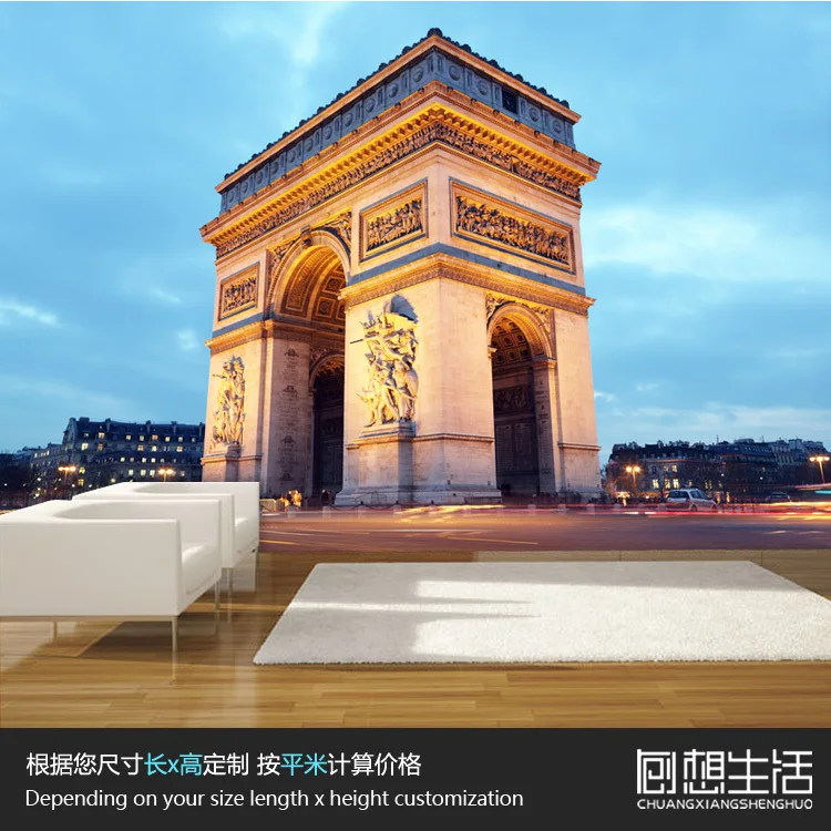 Триумфальная арка город Париж Европейская Архитектура Ночная 3d росписи обоев 3d гостиная обои обычай фон