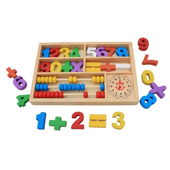 

Chanycore Baby Learning Educational Wooden Arithmetic Toys Box Digital Numbers Math Blocks Beads Clock Enlightenment Gifts 4013