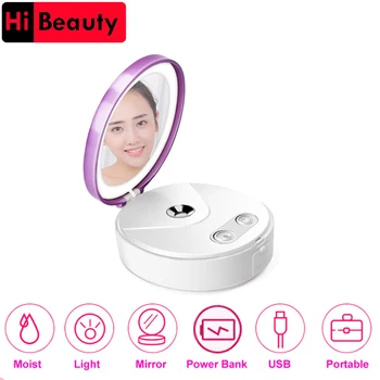 

1PC Multi Functional Portable Makeup Cosmetic Lights Mirror Nano Mist Sprayer Facial Body Steamer Moisturizing Face Power Bank